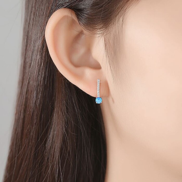 Ohrringe Stecker mit zirkonia und Opal