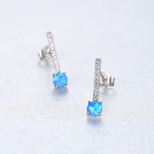 Ohrringe Stecker mit zirkonia und Opal