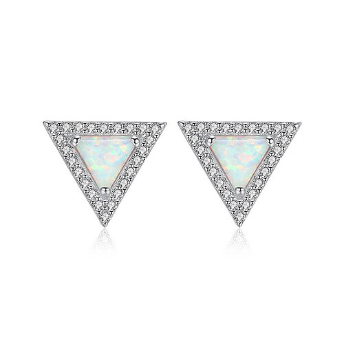 Ohrringe Dreieck mit zirkonia und Opal