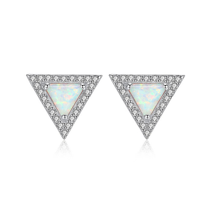 Ohrringe Dreieck mit zirkonia und Opal