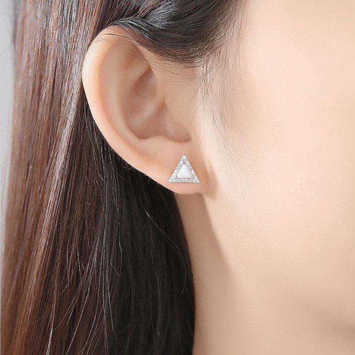 Ohrringe Dreieck mit zirkonia und Opal