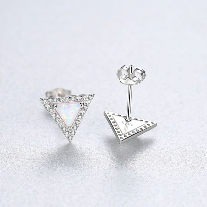 Ohrringe Dreieck mit zirkonia und Opal