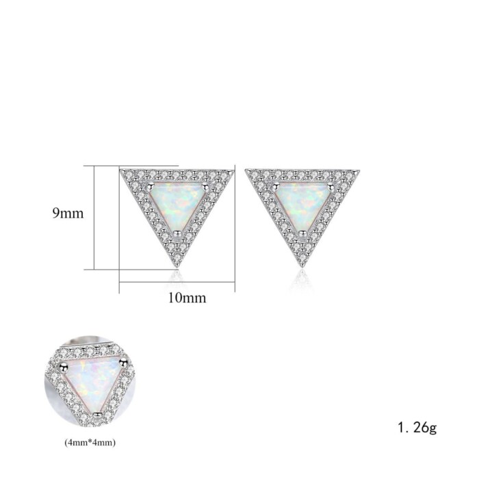 Ohrringe Dreieck mit zirkonia und Opal