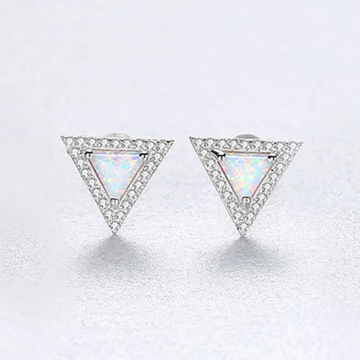 Ohrringe Dreieck mit zirkonia und Opal