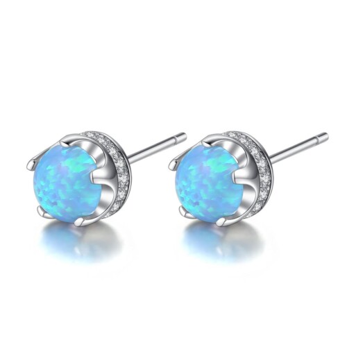 Silber Ohrringe mit zirkonia und Opal