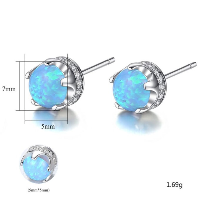 Silber Ohrringe mit zirkonia und Opal