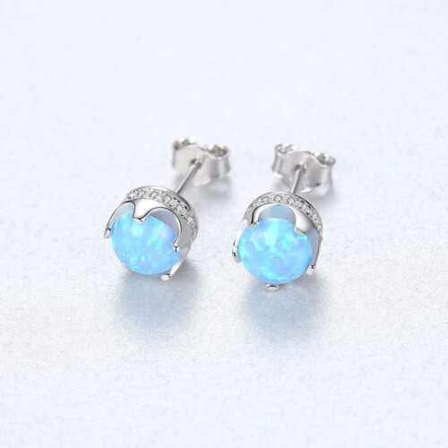 Silber Ohrringe mit zirkonia und Opal