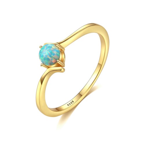 Solitär Ring Silber mit Opal
