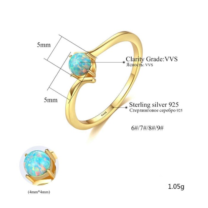 Solitär Ring Silber mit Opal
