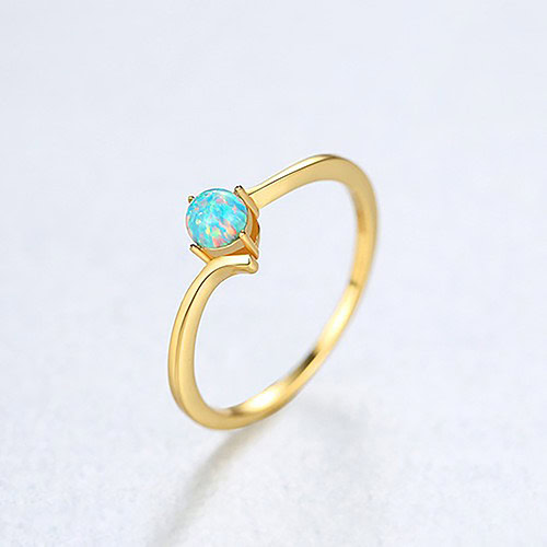 Solitär Ring Silber mit Opal