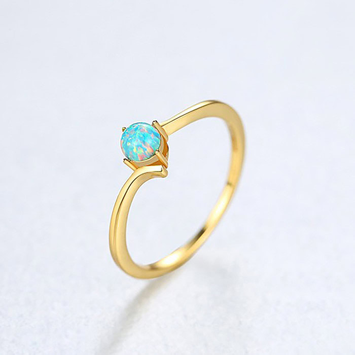 Solitär Ring Silber mit Opal