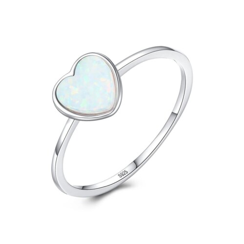 Herz Solitär Ring mit Opal