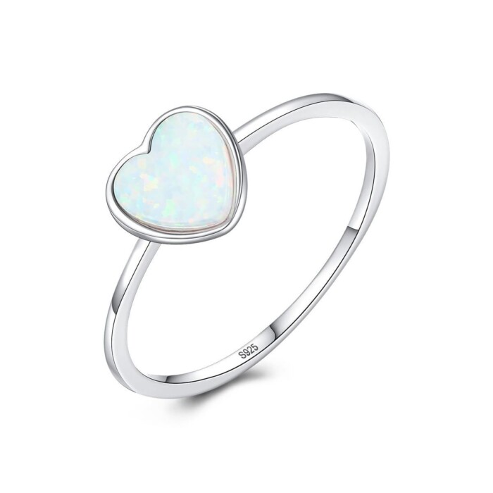 Herz Solitär Ring mit Opal