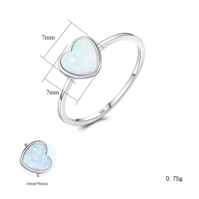 Herz Solitär Ring mit Opal