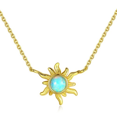 Sonne Kette Vergoldet mit Opal