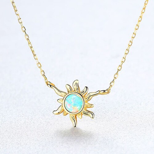 Sonne Kette Vergoldet mit Opal
