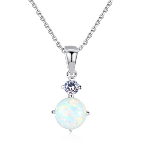 Silber Kette mit Opal Anhänger