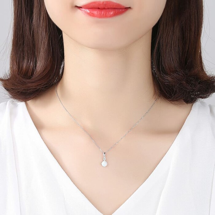 Silber Kette mit Opal Anhänger