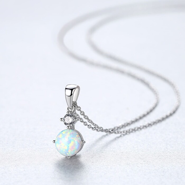 Silber Kette mit Opal Anhänger