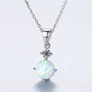 Silber Kette mit Opal Anhänger