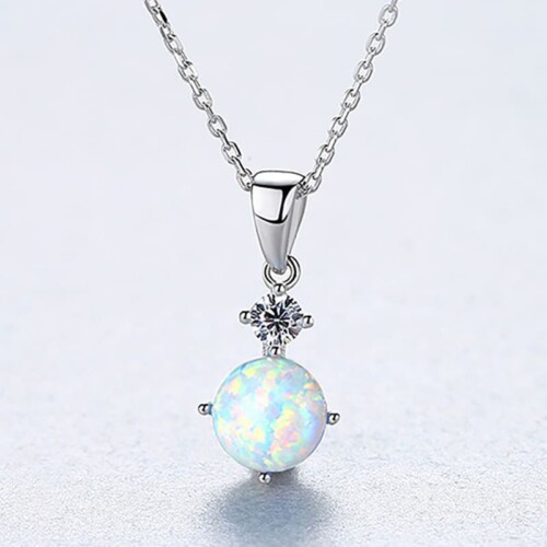 Silber Kette mit Opal Anhänger