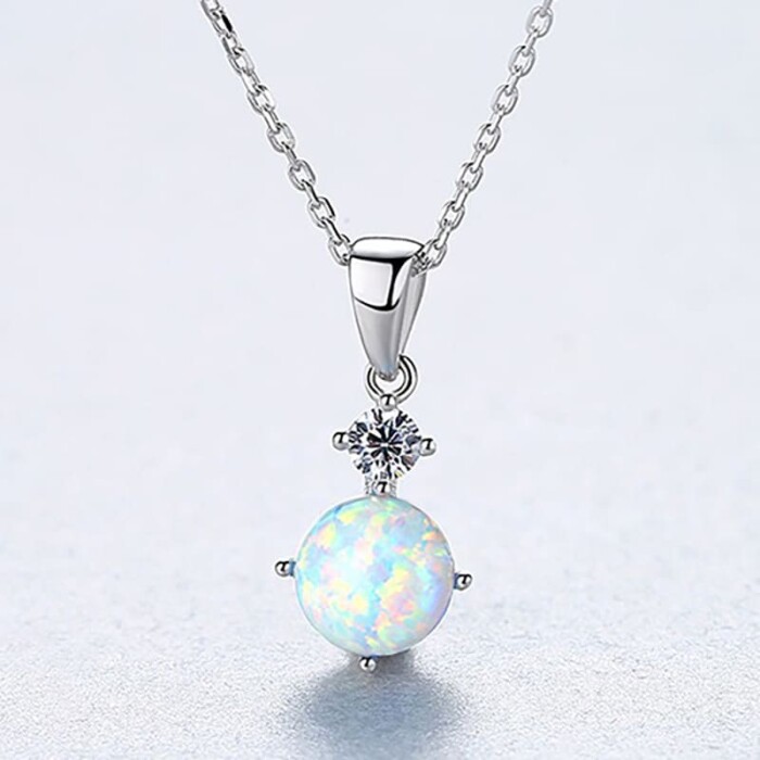 Silber Kette mit Opal Anhänger