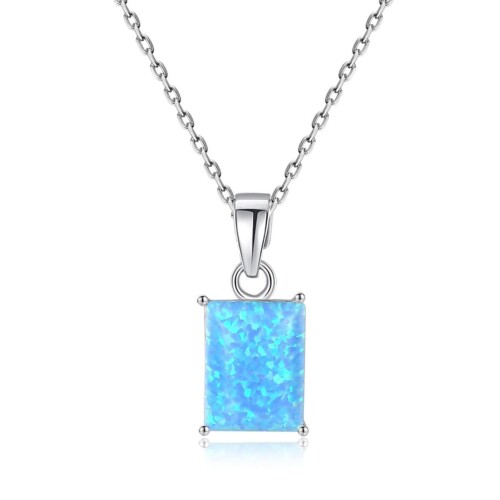 Kette mit Rechteckigem Opal Anhänger