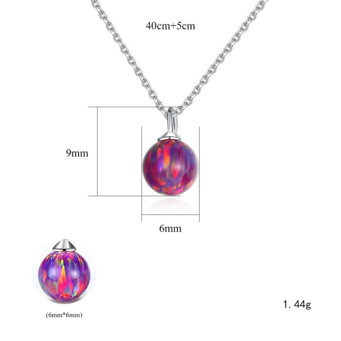 Silber Kette mit Rundem Opal Anhänger