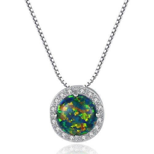 Rundem Opal Kette mit Zirkonia