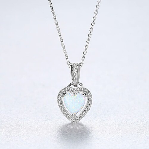 Herz Opal Kette für Männer