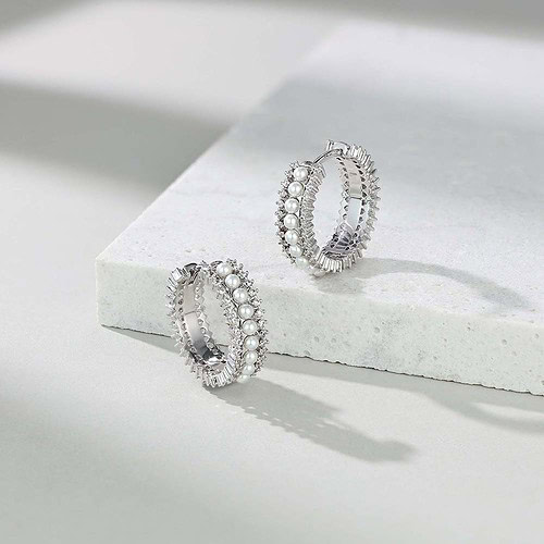 Damen Creolen Ohrringe mit Zirkonia