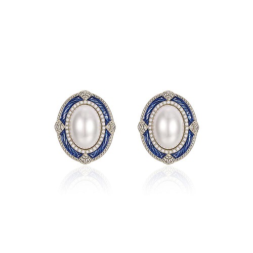 Vintage Damen Emaille Ohrringe