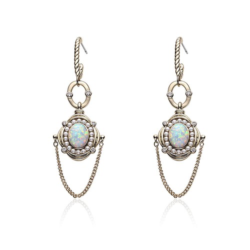 Damen Vintage Ohrringe mit Opal