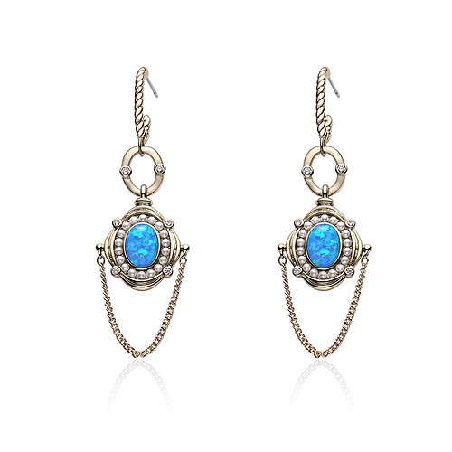 Vintage Ohrringe mit Opal