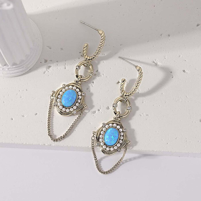 Vintage Ohrringe mit Opal