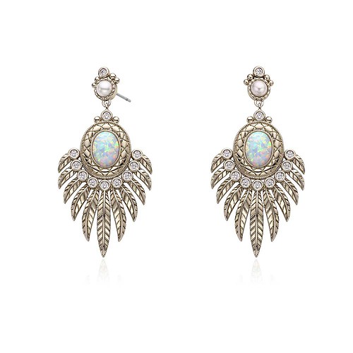 Quasten Vintage Ohrringe mit Opal