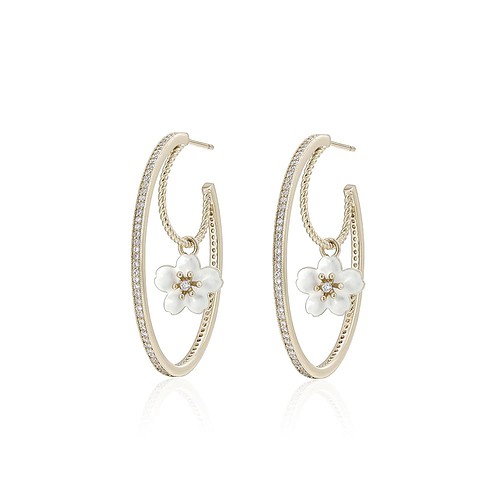 Hoops Ohrringe mit Blume Anhänger