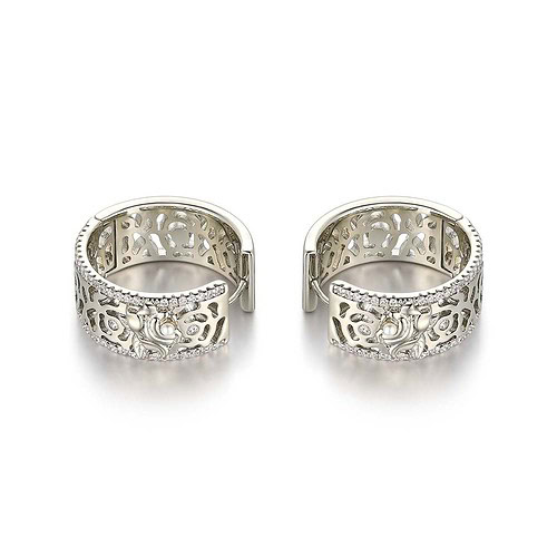 Creolen Ohrringe Rose mit Zirkonia