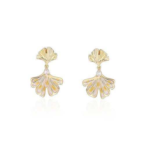 Goldene Ginkgo Ohrringe für Damen