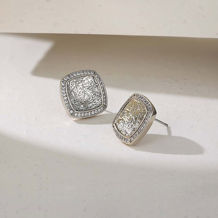 Modeschmuck Eckige Ohrringe mit Zirkonia