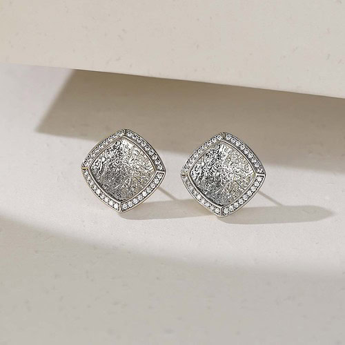 Modeschmuck Eckige Ohrringe mit Zirkonia