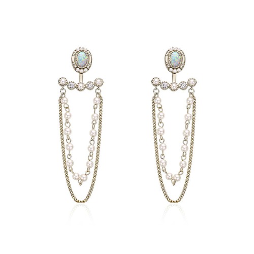 Damen Fransen Ohrringe mit Opal