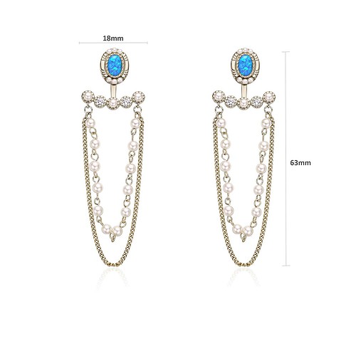 Damen Fransen Ohrringe mit Opal