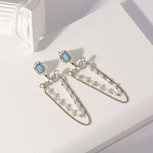 Damen Fransen Ohrringe mit Opal