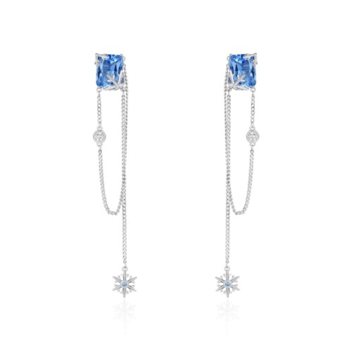 Schneeflocken Ohrringe mit Blaue Zirkonia