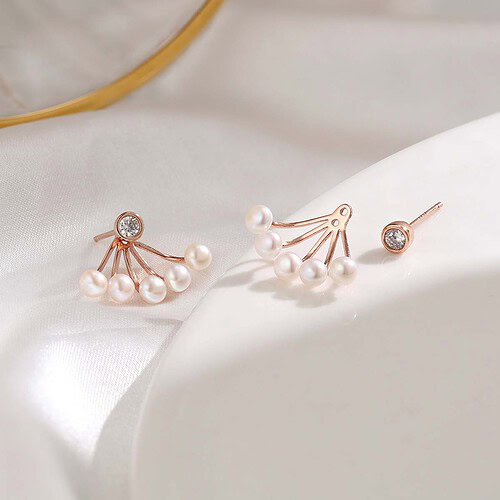 Ohrringe Stecker Rosegold mit Perle