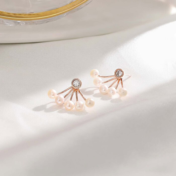 Ohrringe Stecker Rosegold mit Perle