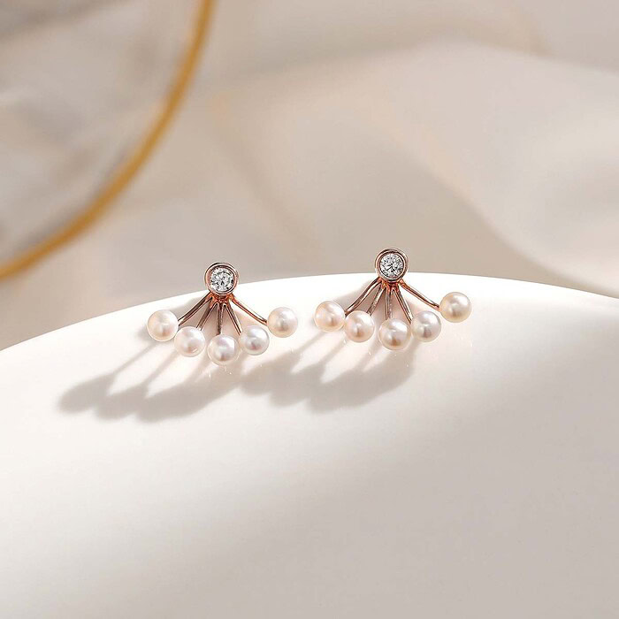 Ohrringe Stecker Rosegold mit Perle