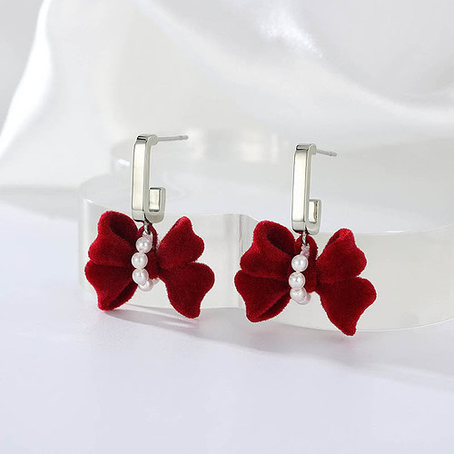 Damen Ohrstecker mit Rot Bogen