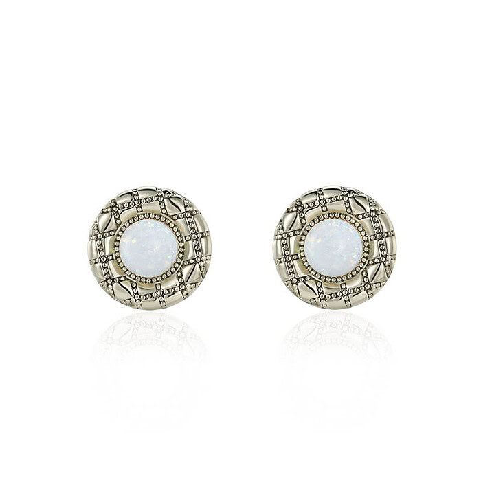 Damen Ohrringe Rund mit Opal